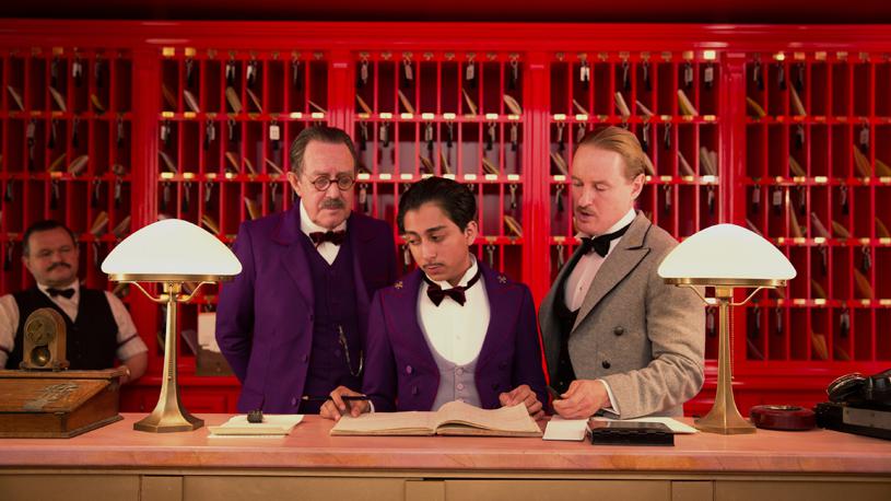 Still of Larry Pine, Tony Revolori and Owen Wilson in Wes Anderson's The Grand Budapest Hotel
